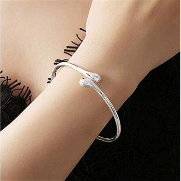 Syhonic 925 Silver Jewelry Set for Women, Teardrop Necklace + Earring + Ring + - Picture 5 of 6